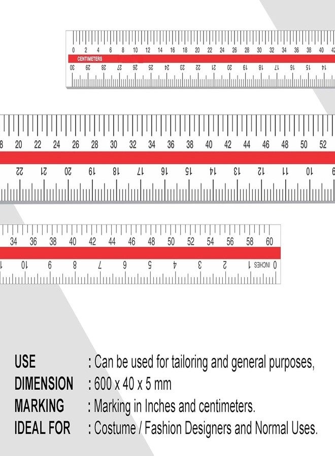 NTGS Tailoring Stitching Fashion Designing Scale Set of 4 (Tailoring Ruler 24 inches-Set of 4-WHITE) - Image 3
